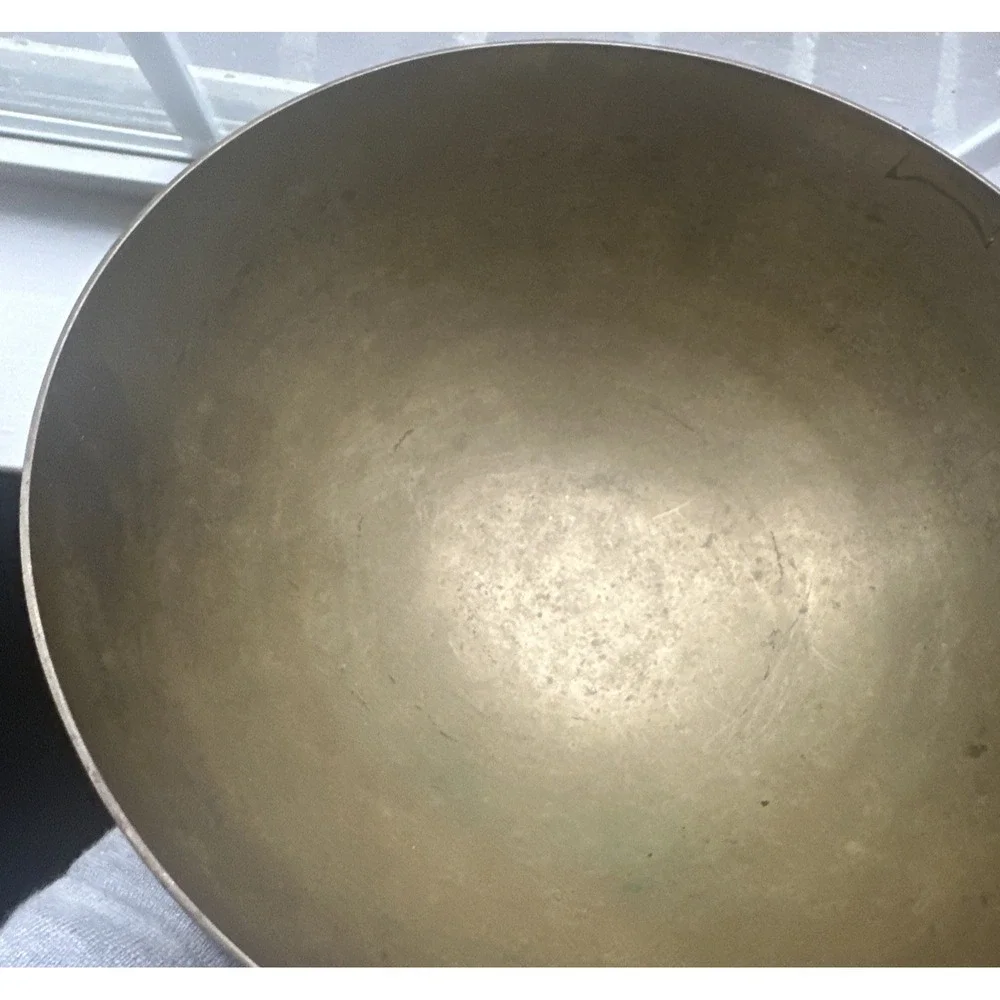 Vintage Z.Y. India Brass Bowl Brass Etched Pedestal